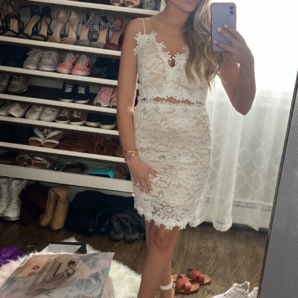 White bridal shower / engagement / bridal dress